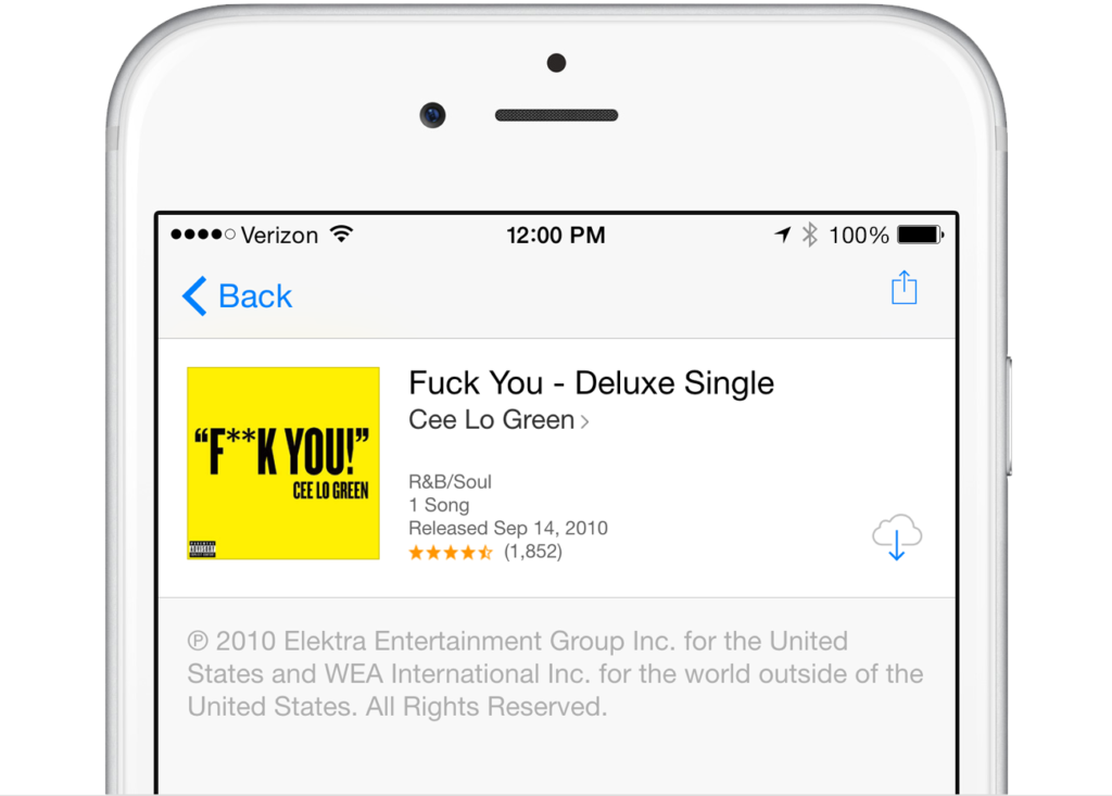 Fuck You - Cee Lo Green iTunes example