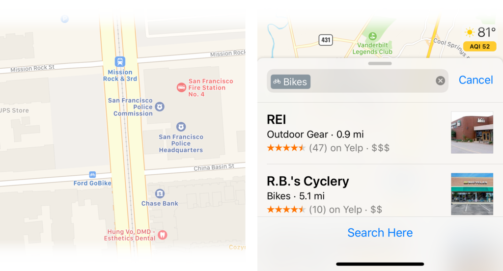 iOS Maps small POI icons example