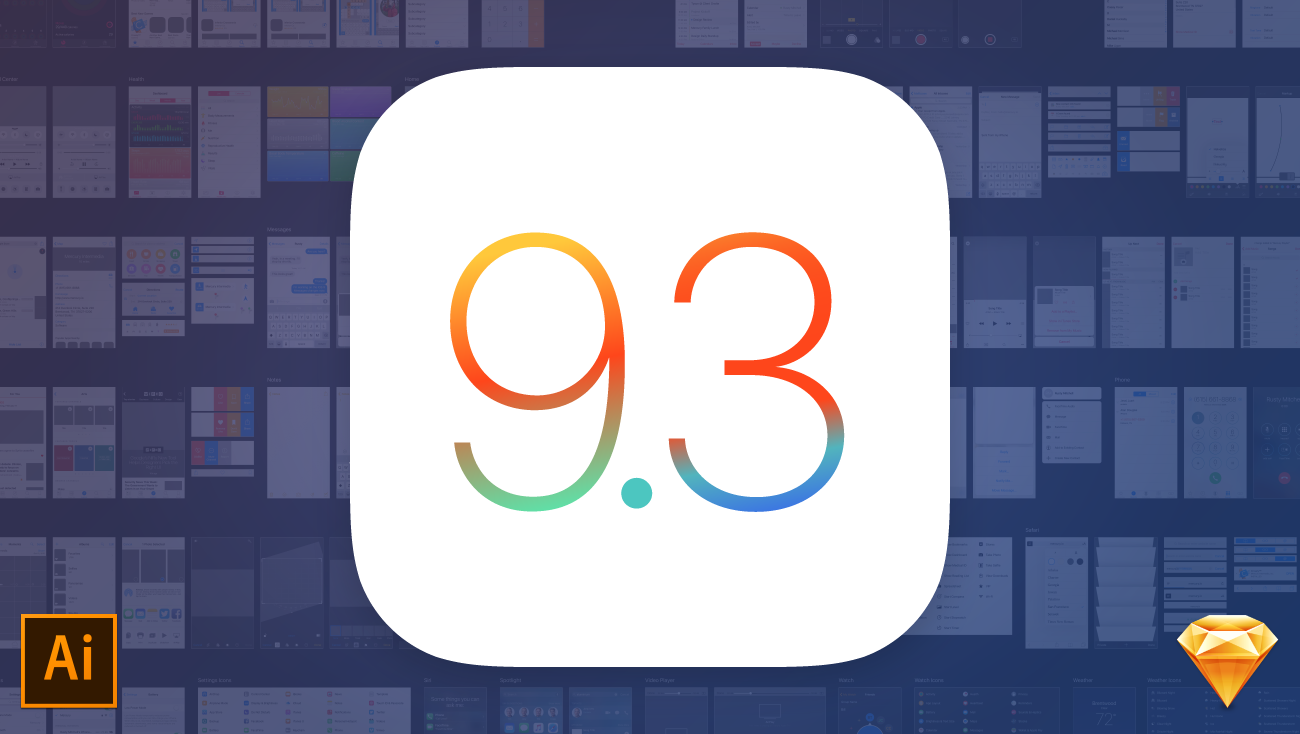 iOS 9 vector UI kit for Adobe Illustrator and Sketch